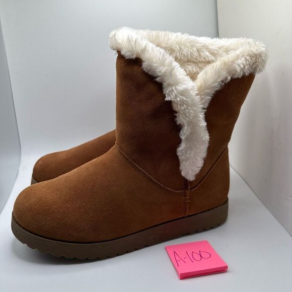 CUSHIONAIRE Women's pull on boot +Memory Foam 8 TAN - Picture 3 of 7